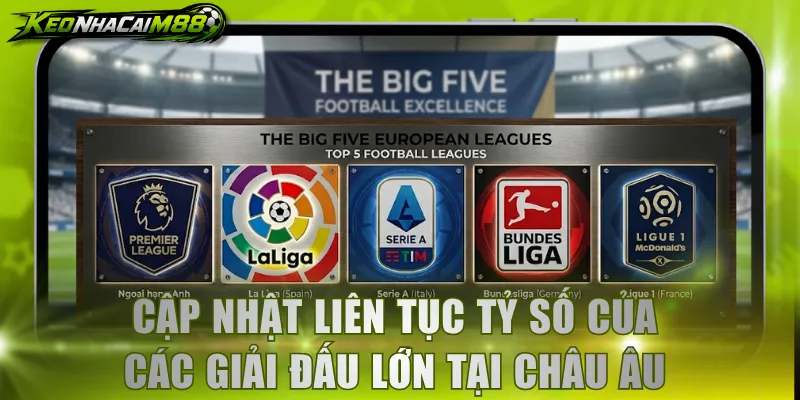 Cập nhật liên tục tỷ số của các giải đấu lớn tại châu Âu