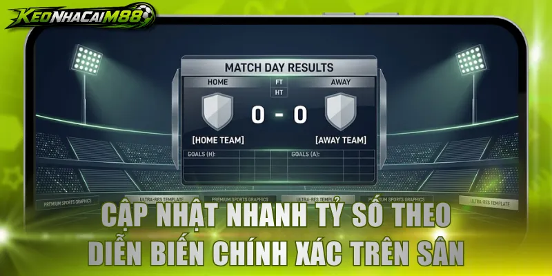 Cập nhật nhanh tỷ số theo diễn biến chính xác trên sân