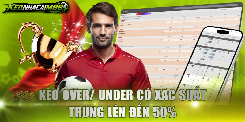 Kèo Over/ Under có xác suất trúng lên đến 50%